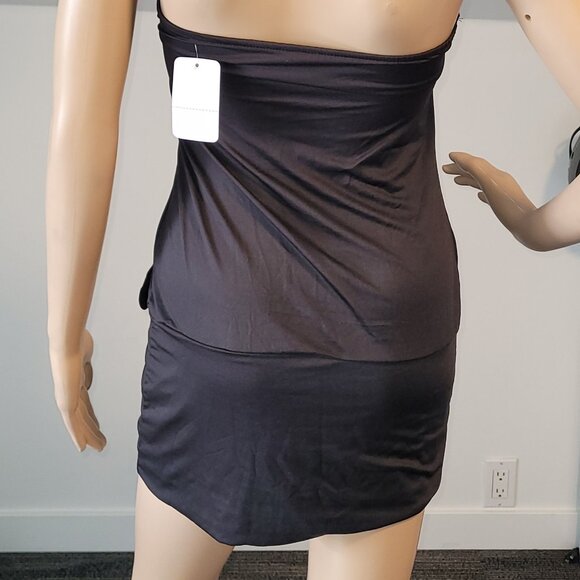 Sexy Women Black Dressy Blouse Stretch Tunic with Gold Rhinestone Accent Small - Picture 5 of 5